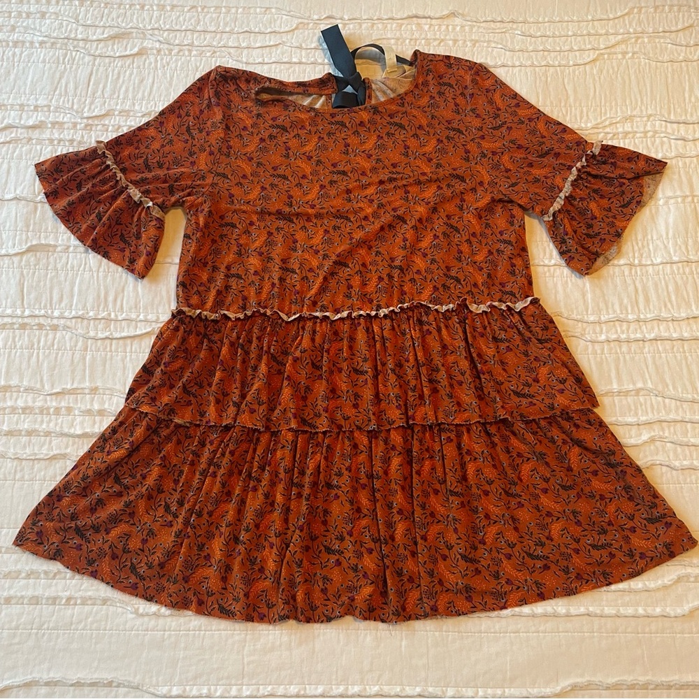 Matilda Jane Women’s Rust Orange Tiered Blouse | Size Small